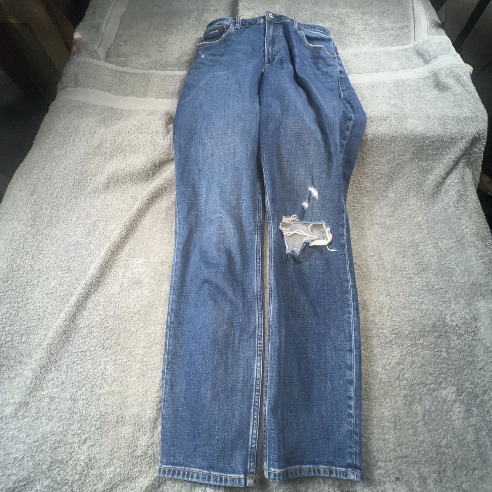 Abercombie & Fitch Size 28/6XL High Rise Distressed Jeans Curve Love Wide Legs